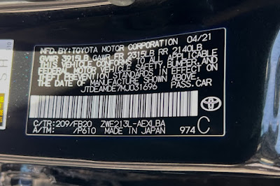 2021 Toyota Corolla Hybrid LE